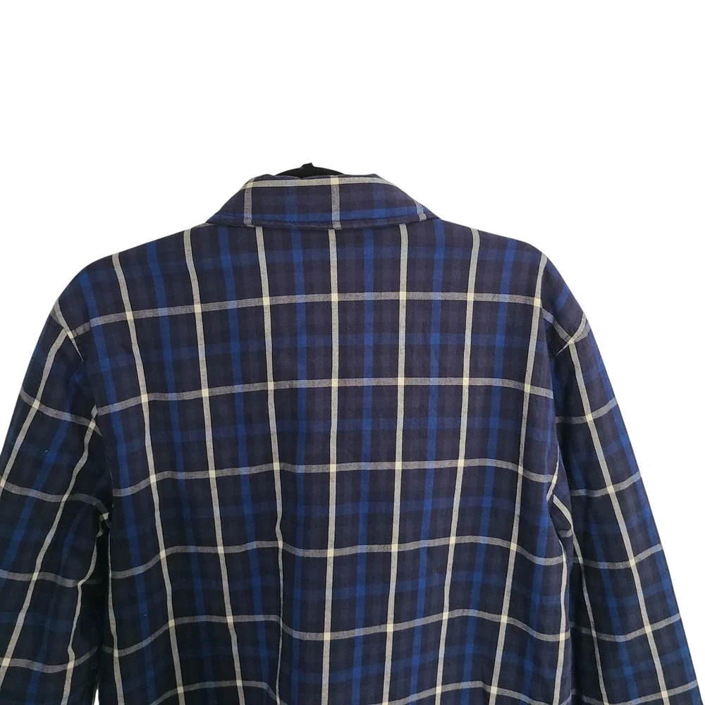 Slate & Stone Mens Plaid Quilted Lined Snap Front Shirt Jacket Blue White Size M